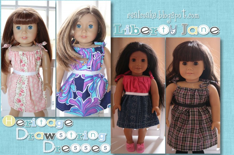American Girl Doll pattern to make a darling drawstring dress. #AmericanGirlDoll #Sewing #RealCoake American Girl Doll pattern to make a darling drawstring dress. #AmericanGirlDoll #Sewing #RealCoake