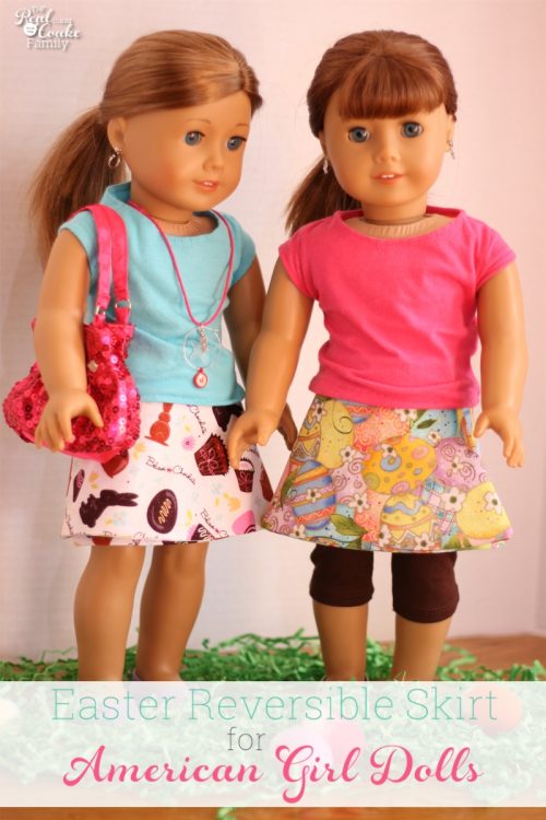Free doll clothes pattern for an American Girl Doll Easter reversible skirt. Super easy sewing and a cute skirt. Fun! Free doll clothes pattern for an American Girl Doll Easter reversible skirt. Super easy sewing and a cute skirt. Fun!