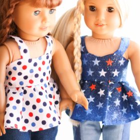 Adorable free doll clothes pattern for sewing an American Girl Top along with tips for completing the pattern.