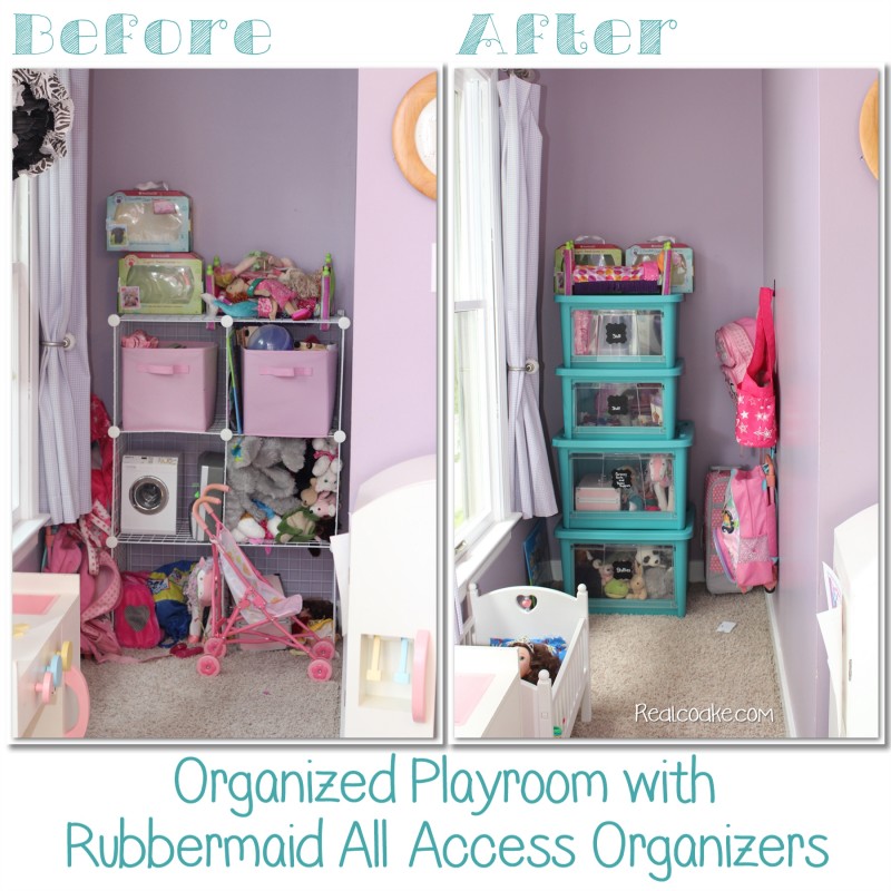 Love how great this looks and how it simplified the playroom. Easy toy storage using Rubbermaid All Access Organizers. #Organizing #Playroom #Storage #RealCoake Love how great this looks and how it simplified the playroom. Easy toy storage using Rubbermaid All Access Organizers. #Organizing #Playroom #Storage #RealCoake