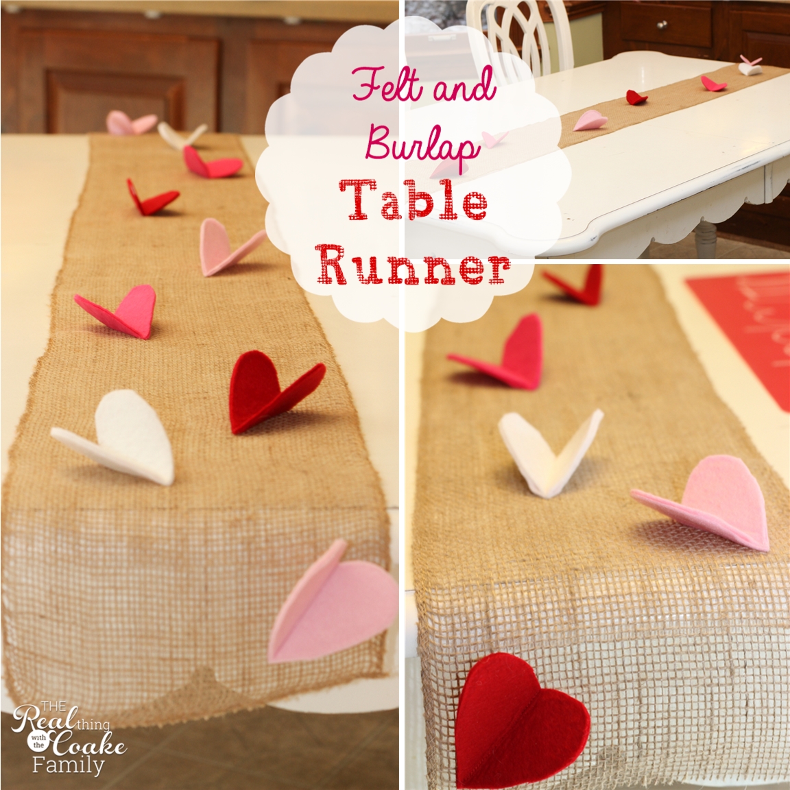 Valentine Felt and Burlap Table Runner