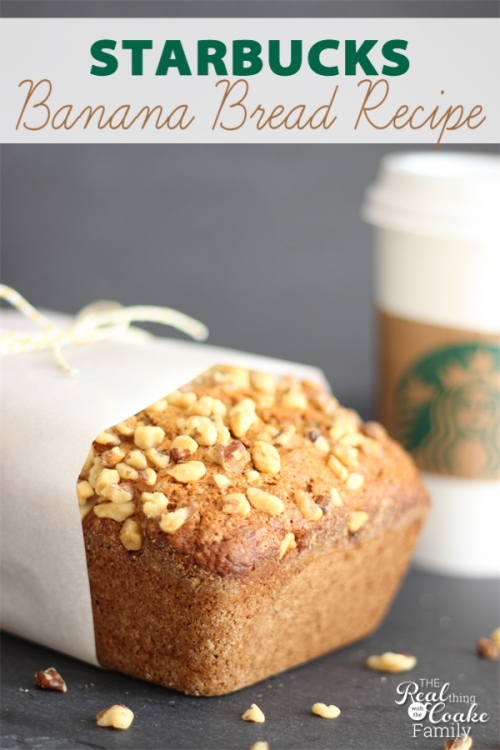 Delicious banana bread recipe! This is THE Starbucks banana bread recipe(not a knock-off) you can make at home...yum! #BananaBread #Recipe #Starbucks #RealCoake