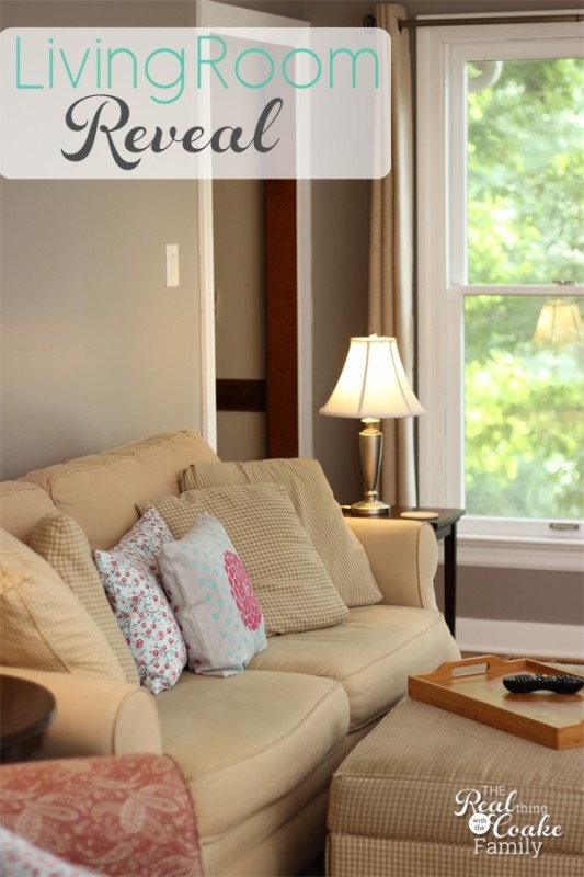 A pretty living room reveal. Room projects included painting the fireplace, removing chair rail and updating the whole room! #LivingRoom #Makeover #HomeDecor #RealCoake A pretty living room reveal. Room projects included painting the fireplace, removing chair rail and updating the whole room! #LivingRoom #Makeover #HomeDecor #RealCoake