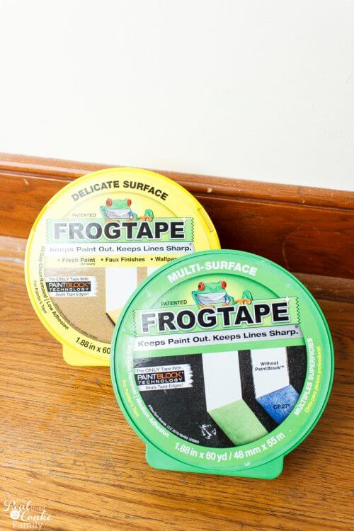 picture of frog tape Such a great guide on how to paint trim! It goes step by step on how to complete this simple DIY and make pretty changes in my home decor.