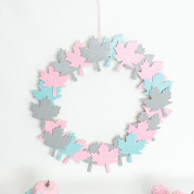 Pink, Blue and Gray Fall Wreath