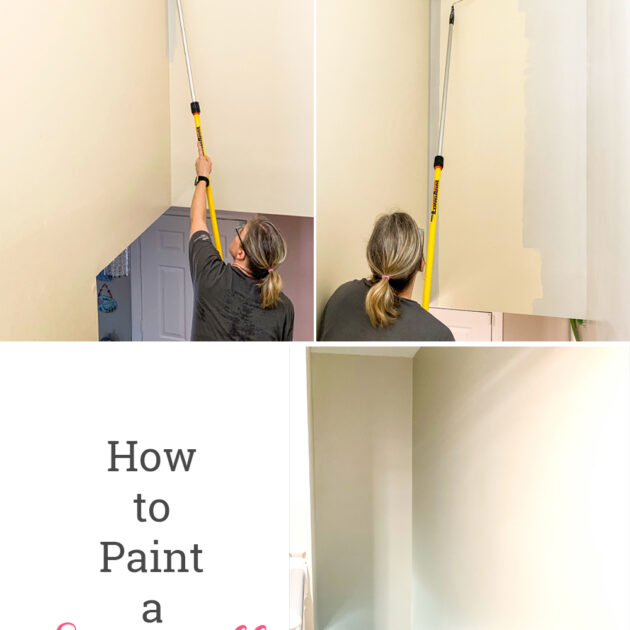 collage showing how to paint a stairwell