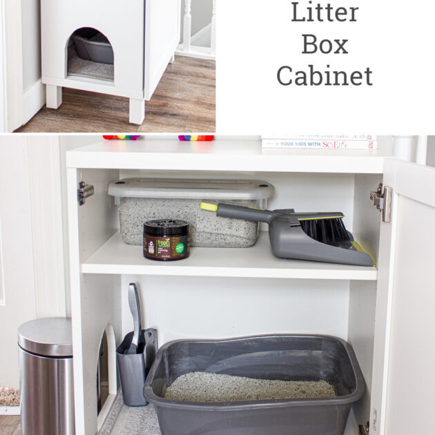 easy DIY hidden litter box cabinet