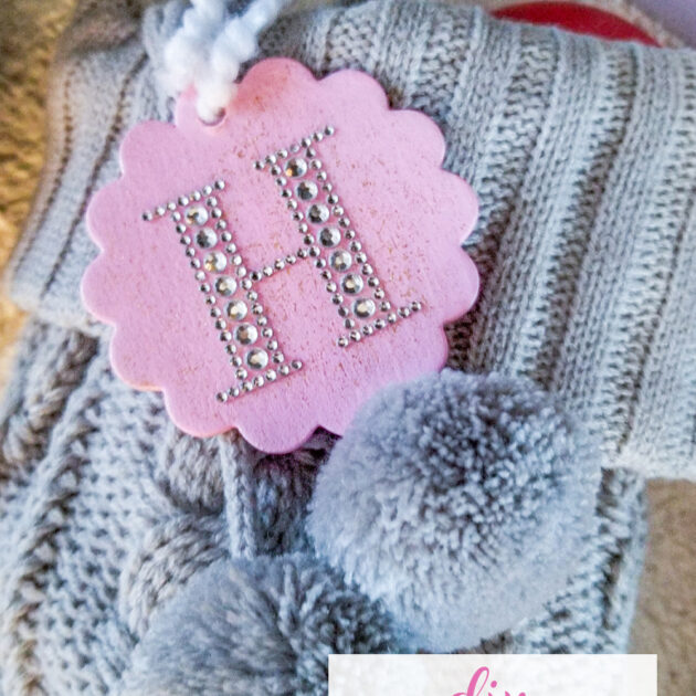 pink diy personalized stocking tag